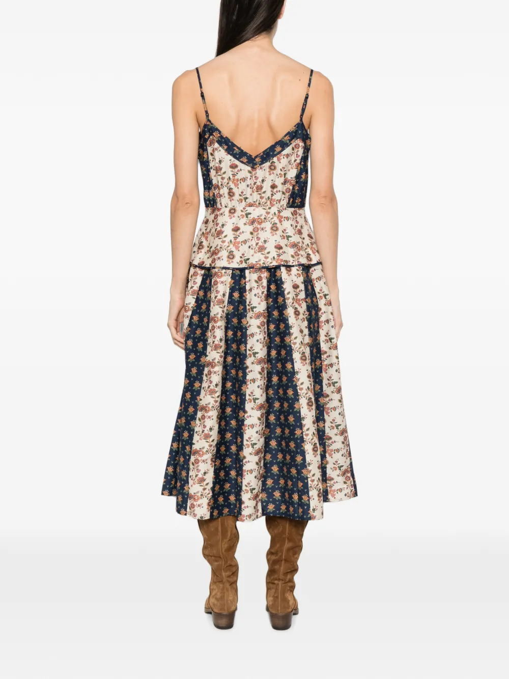 Polo Ralph Lauren Mouwloze jurk met vlakken en print Blauw