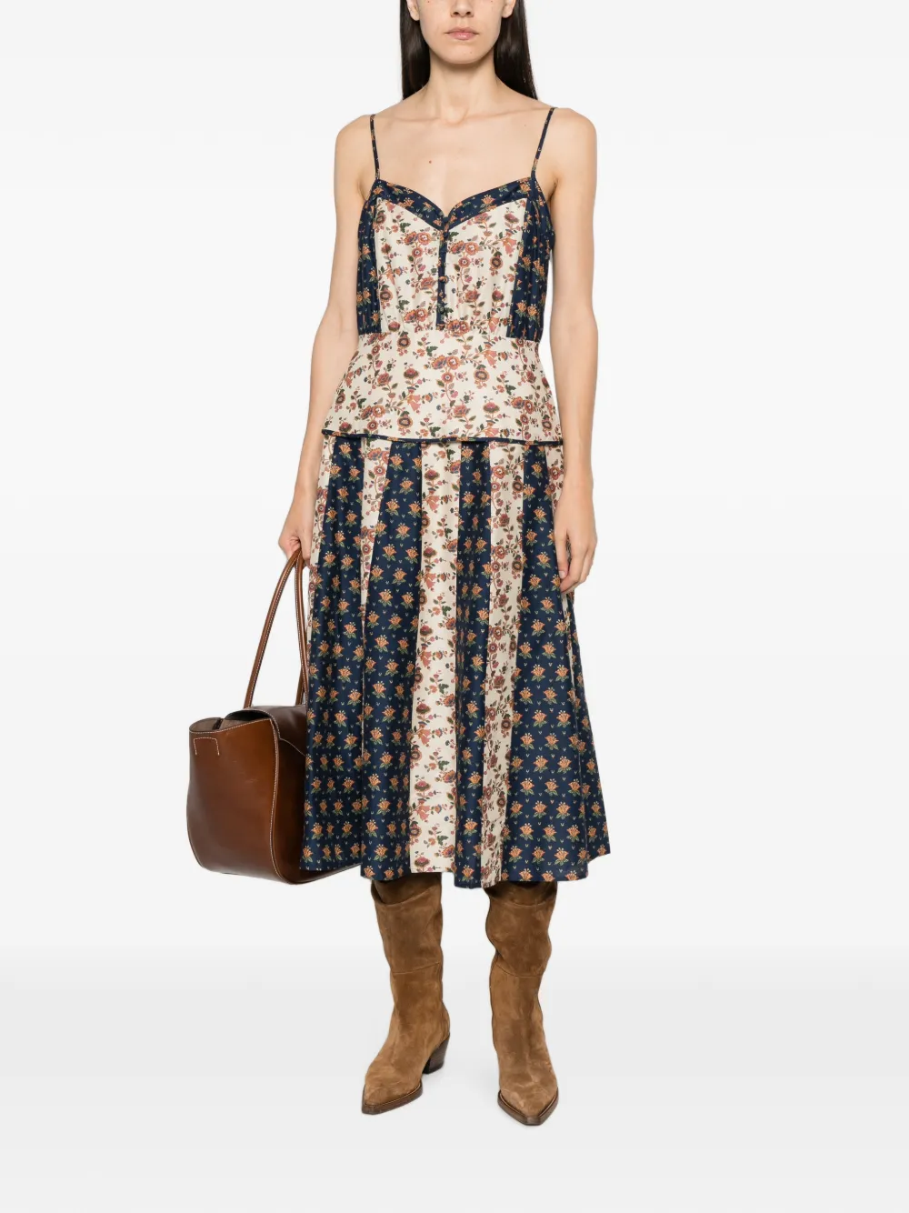 Polo Ralph Lauren Mouwloze jurk met vlakken en print Blauw