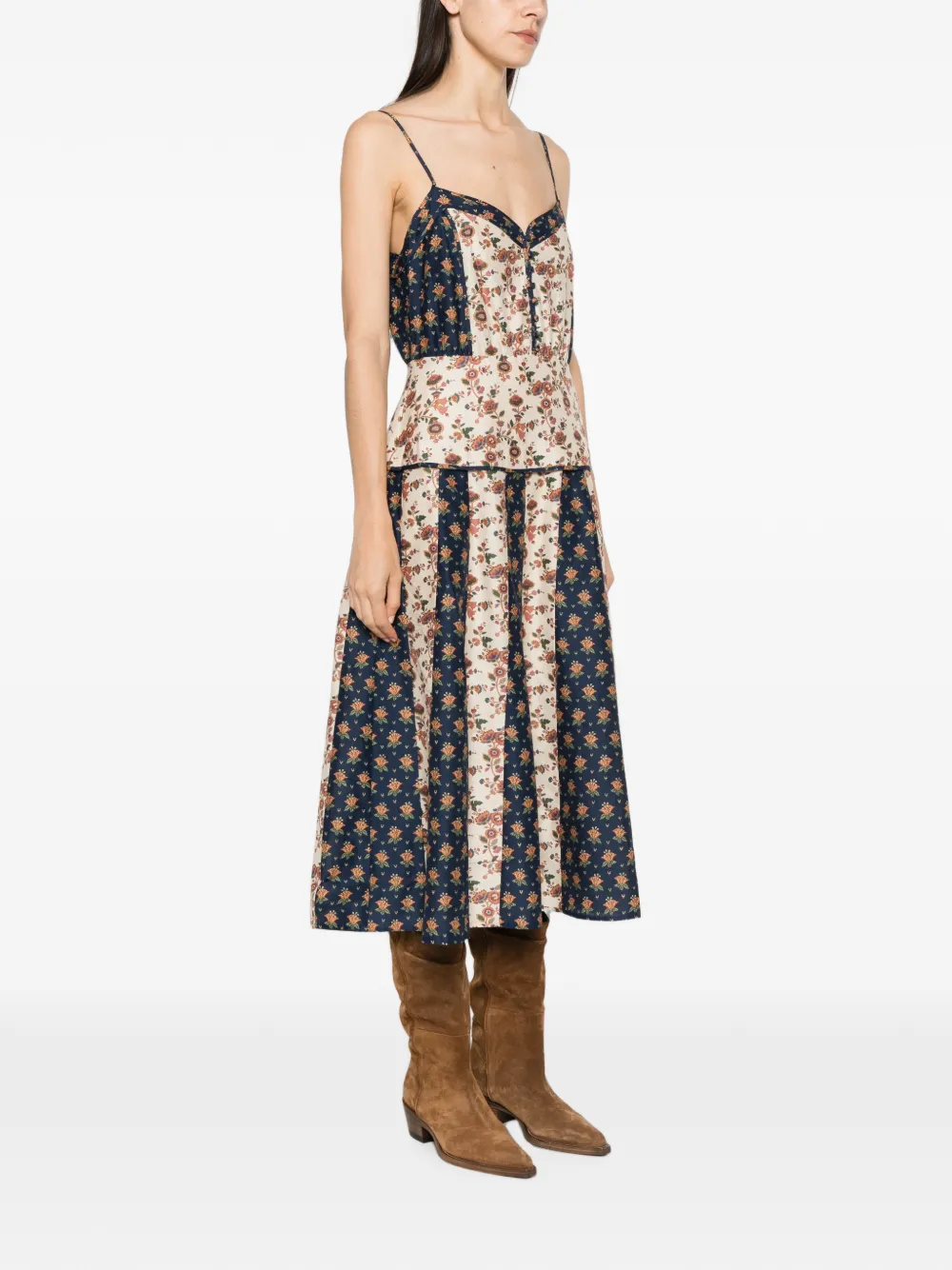 Polo Ralph Lauren Mouwloze jurk met vlakken en print Blauw