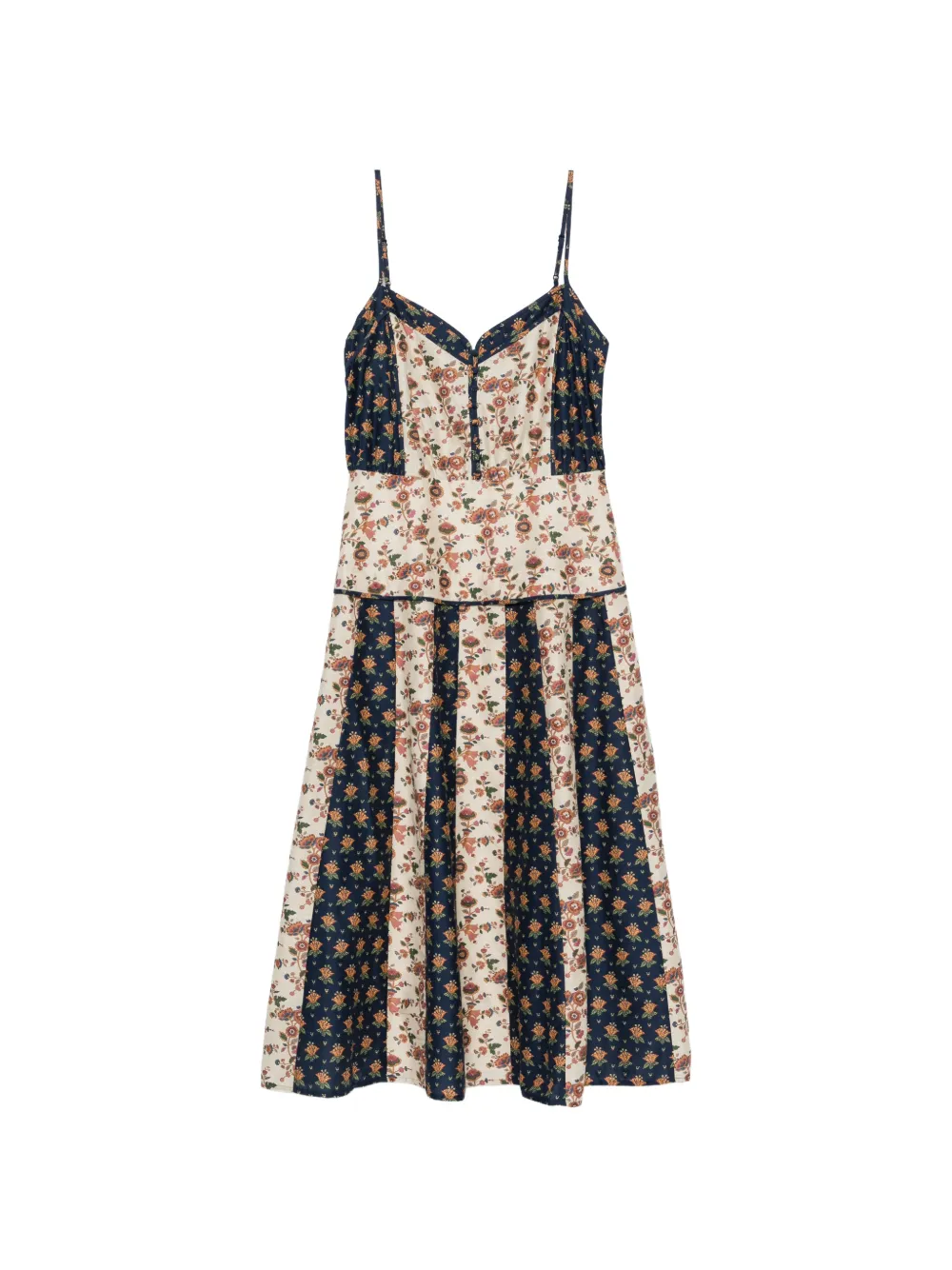 Polo Ralph Lauren floral-print paneled midi dress - Blau