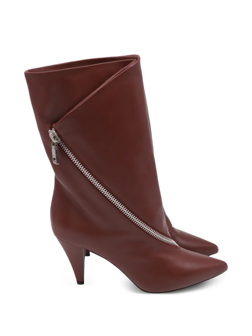 Givenchy Pre-Owned zip-detail pointed leather boots - Braun