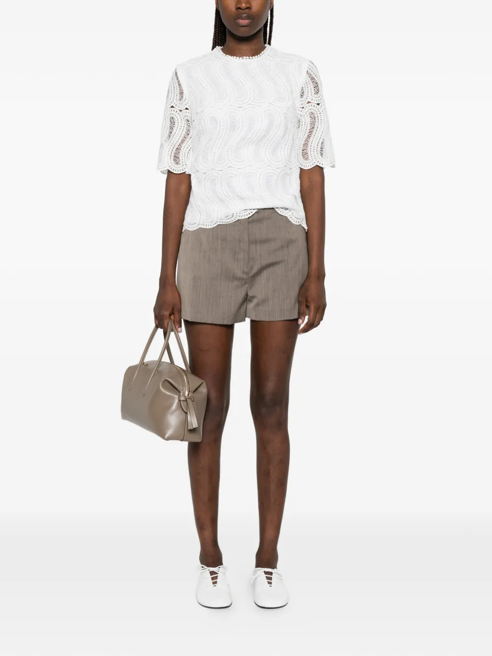 Raquel Diniz Blusa De Renda Com Barra Ondulada | Branco | FARFETCH BR