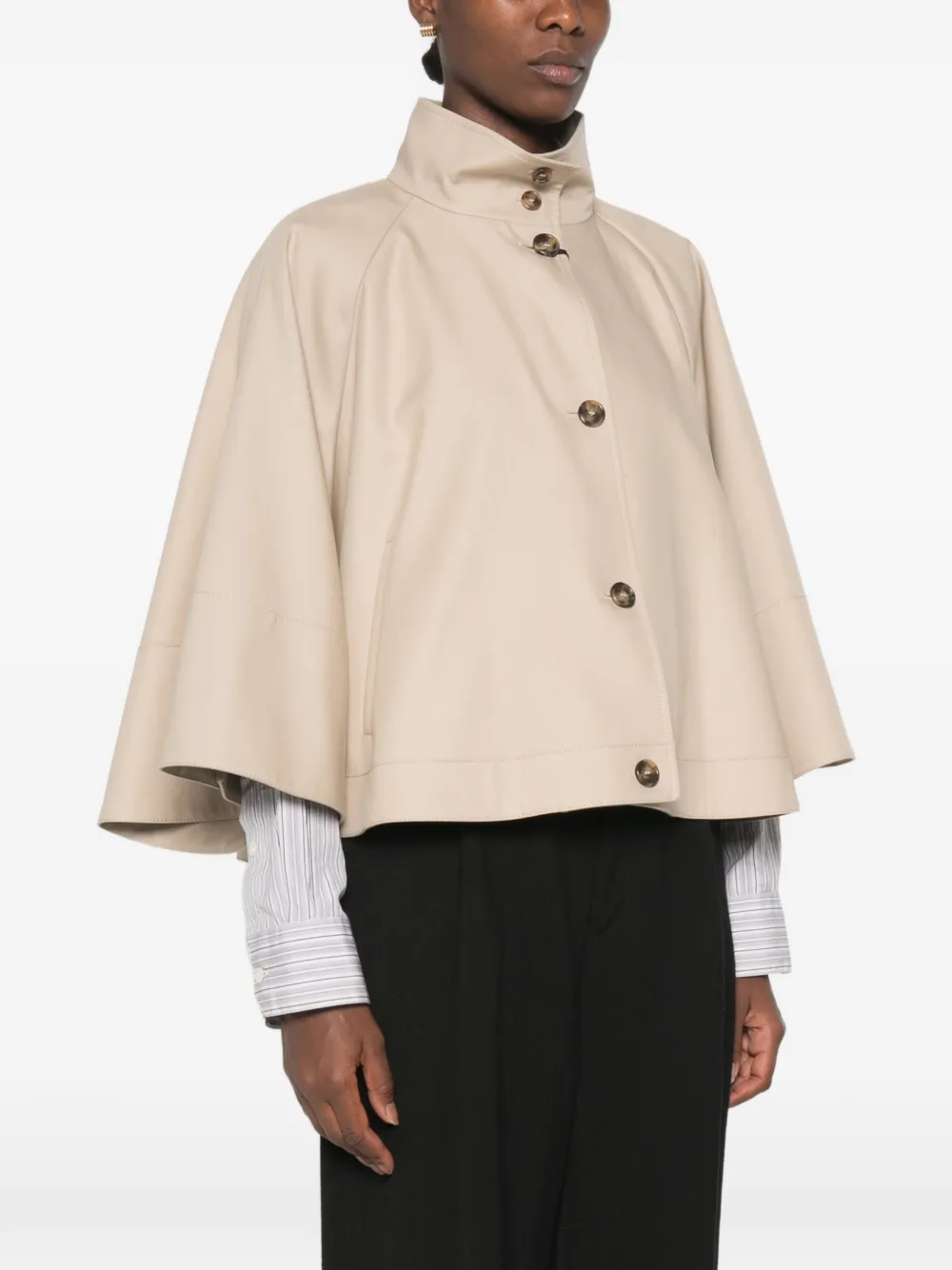 Max Mara Waterafstotende ruimvallende gabardine cape Beige