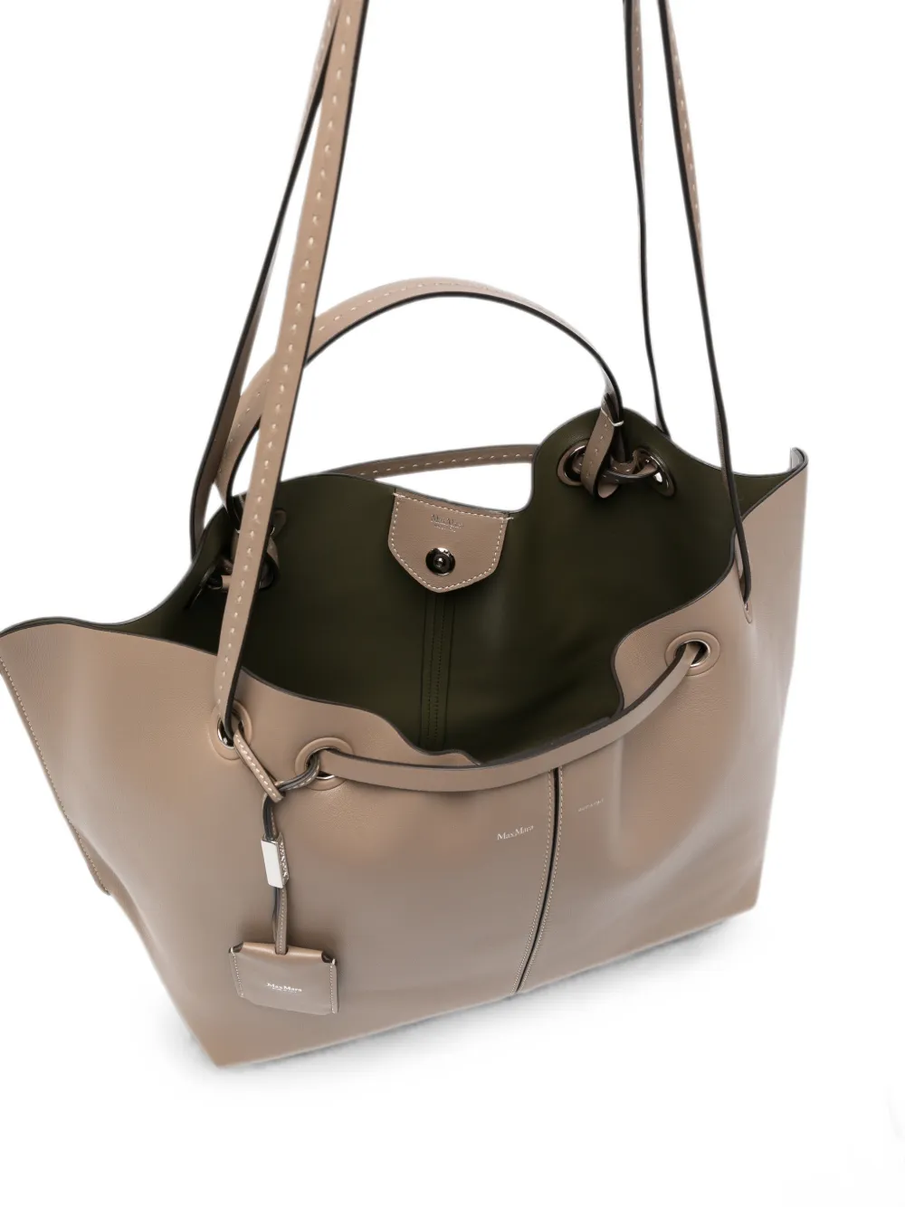 Max Mara Double Nappa Leather Shopper Bag Mud in Neutrals, view 5