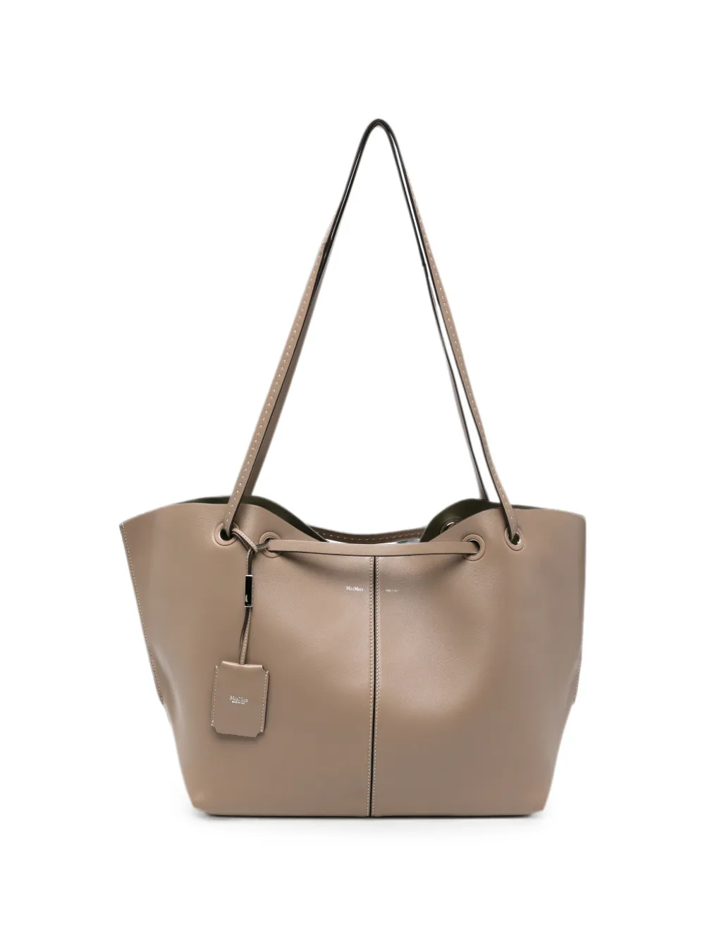 Max Mara Mixed Doubles Leather Tote Bag In Neutral