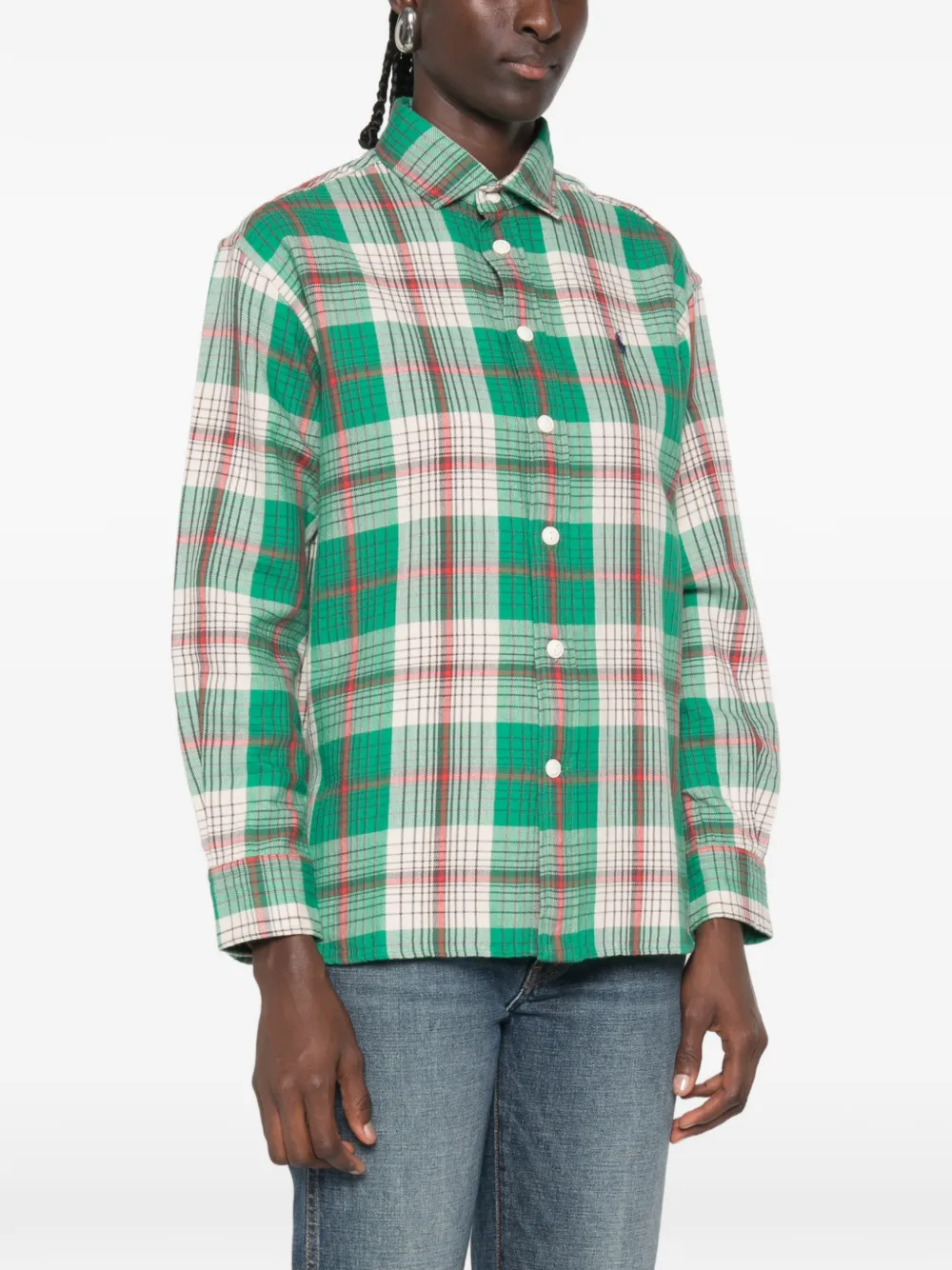 Polo Ralph Lauren Ruimvallende geruite katoenen blouse Groen