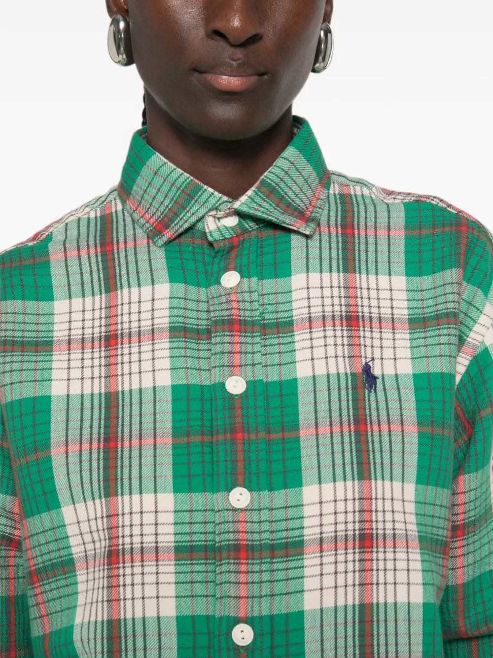 Polo Ralph Lauren Ruimvallende geruite katoenen blouse Groen