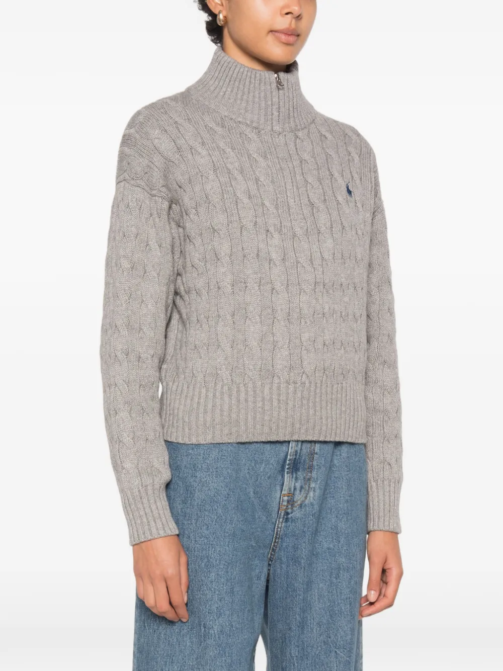 Polo Ralph Lauren Kabelgebreide trui met kwartrits Grijs