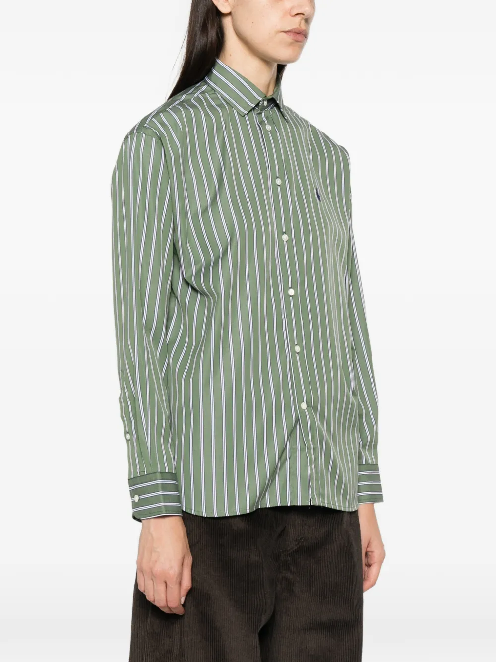 Polo Ralph Lauren Ruimvallende gestreepte katoenen blouse Groen