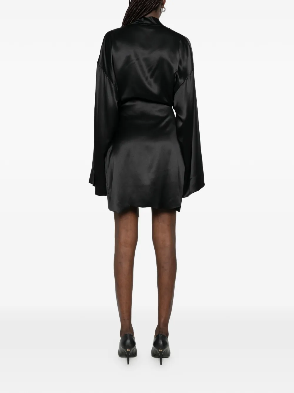 Balenciaga Gedrapeerde jurk met satijnen afwerking Zwart