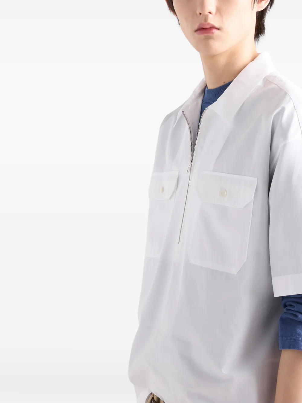 Prada Katoenen overhemd met korte mouwen Wit