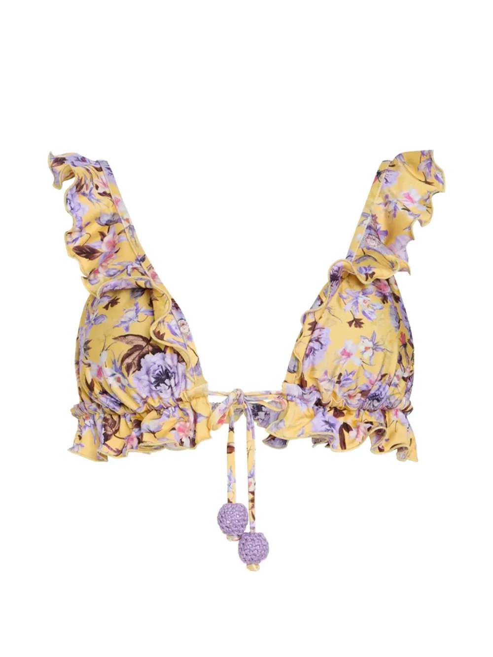 PatBO floral-print ruffled bikini top - Giallo