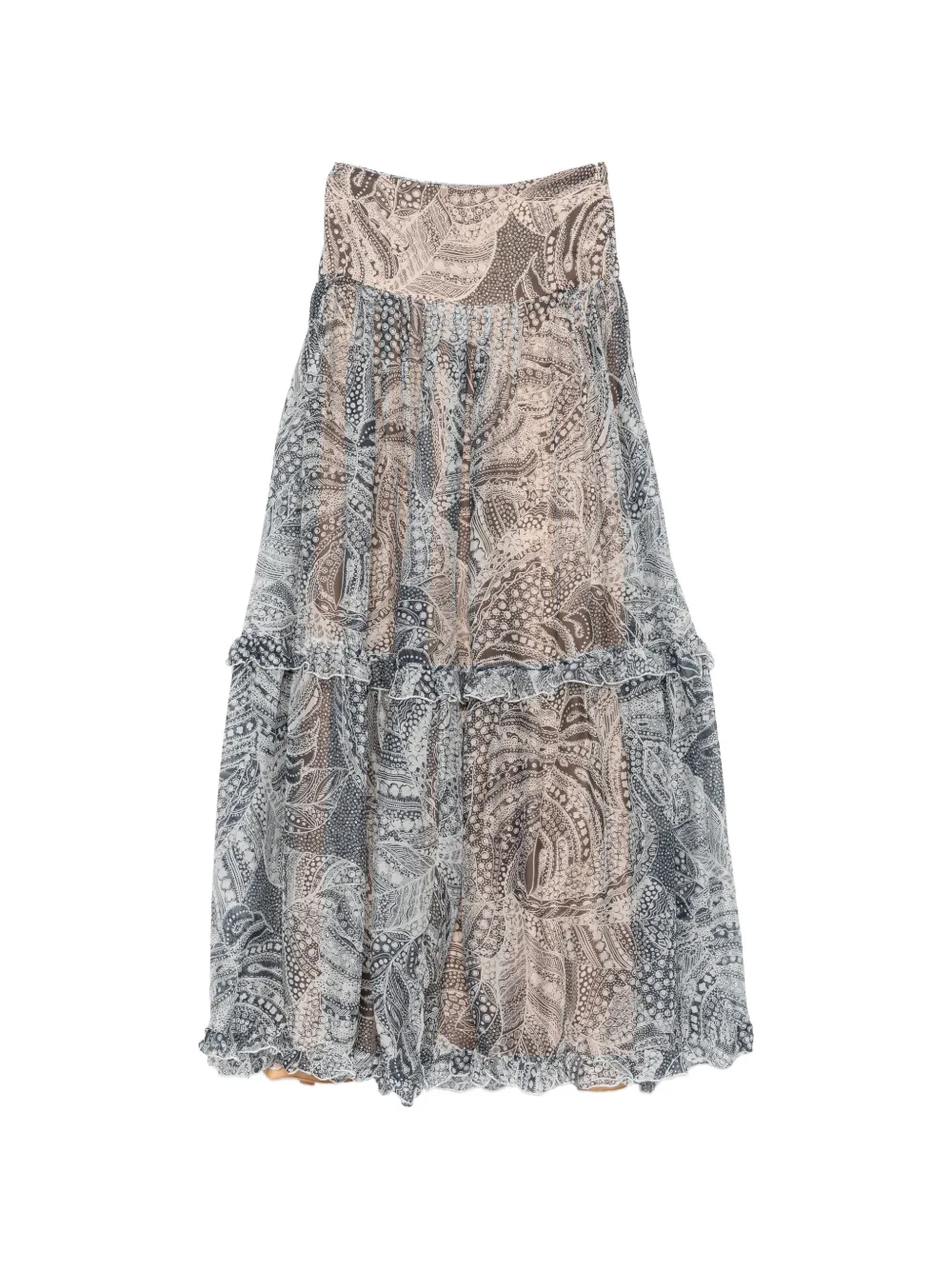 Raquel Diniz Cecilia paisley-print tiered skirt - Bianco