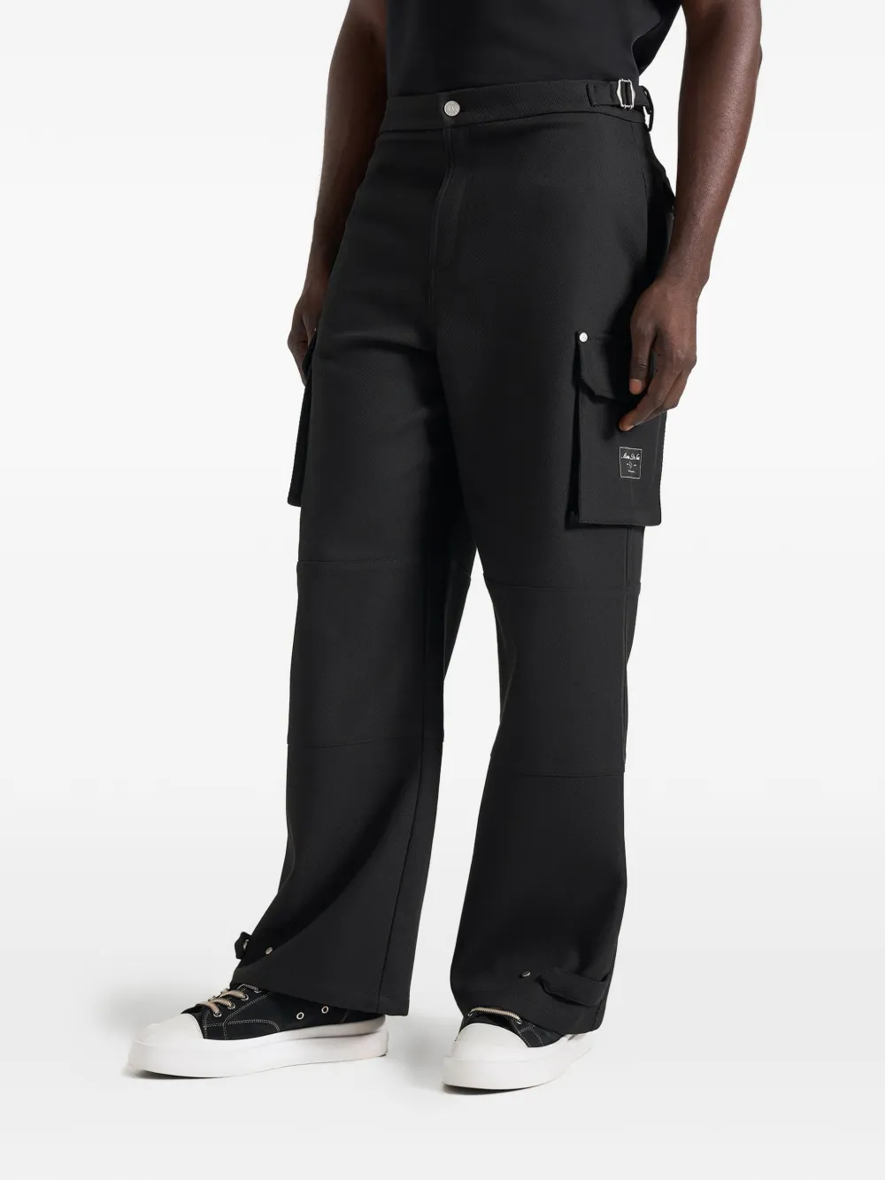 Manière De Voir Mathis twill cargo broek met wijde pijpen Zwart