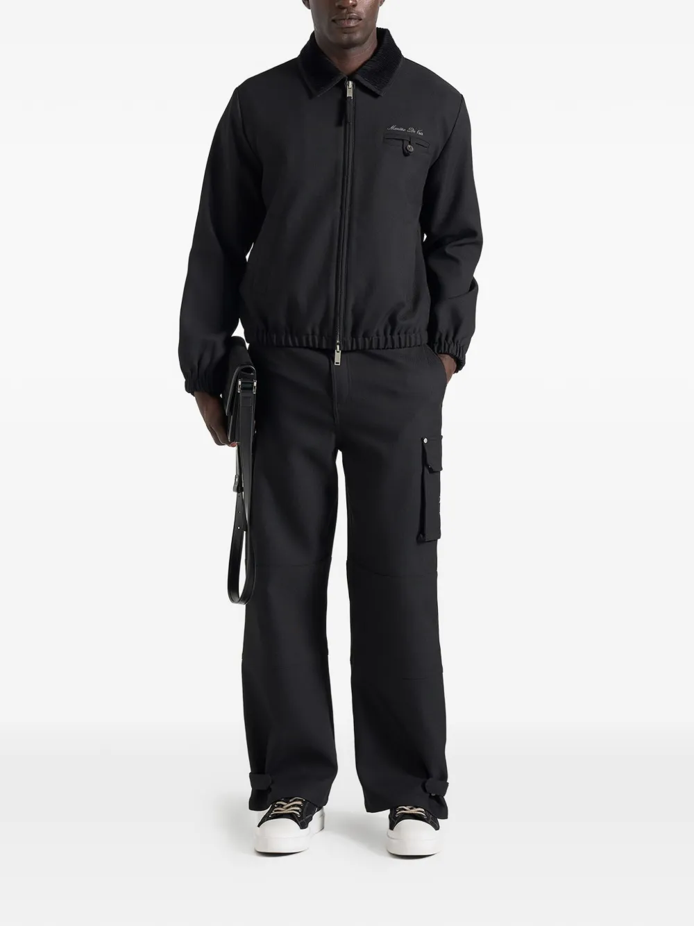 Manière De Voir Mathis twill cargo broek met wijde pijpen Zwart