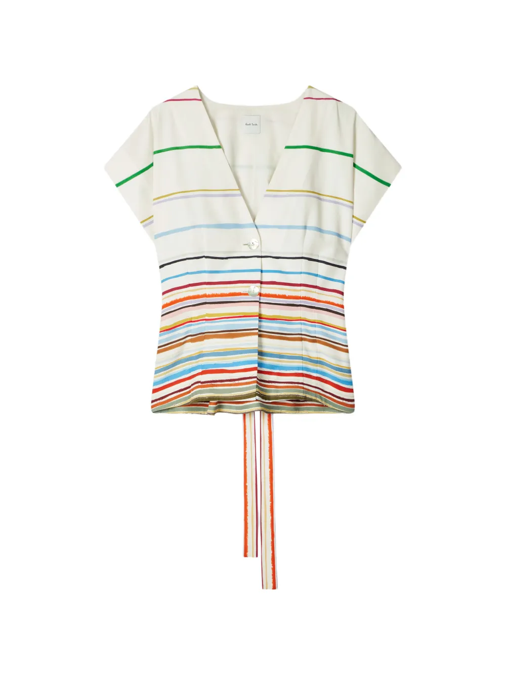 Paul Smith signature-stripe tie-waist top - Toni neutri