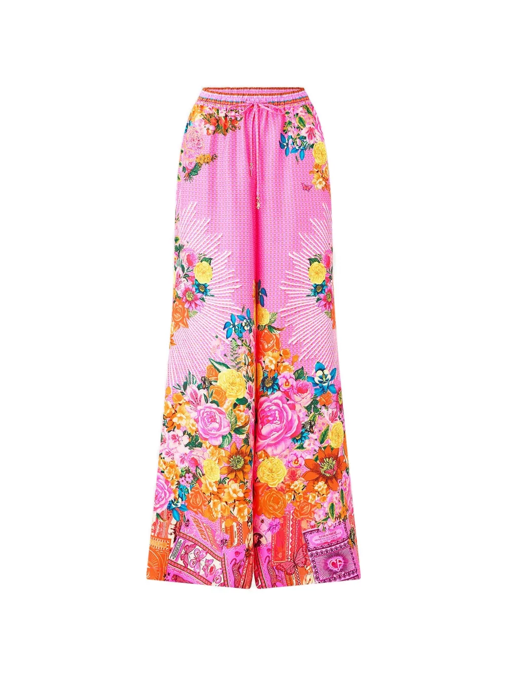 Camilla Illustration nation floral printpalazzo pants - Rosa
