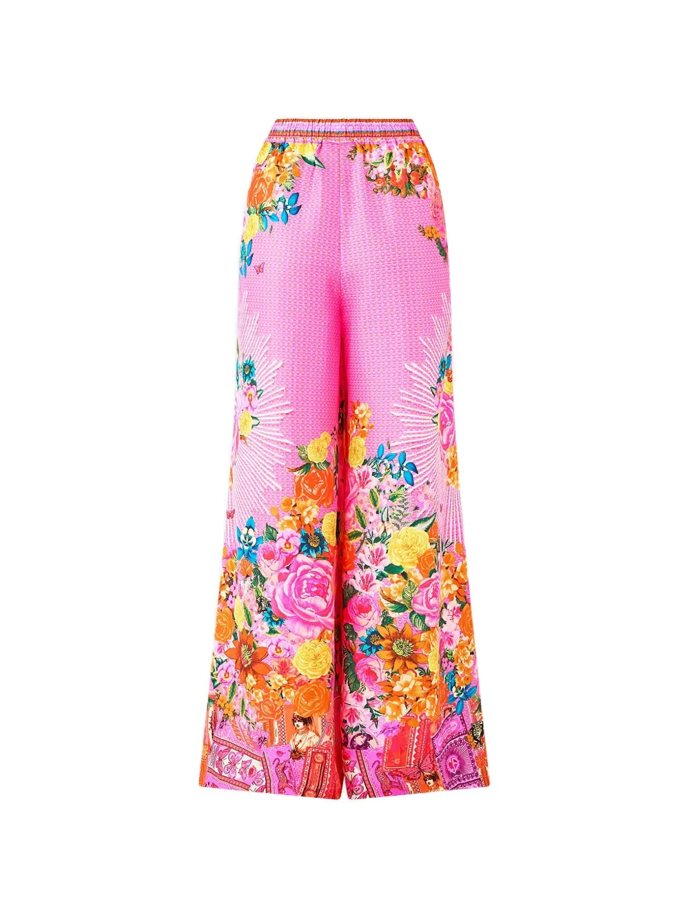 Camilla Illustration Nation palazzo broek met bloemenprint Roze