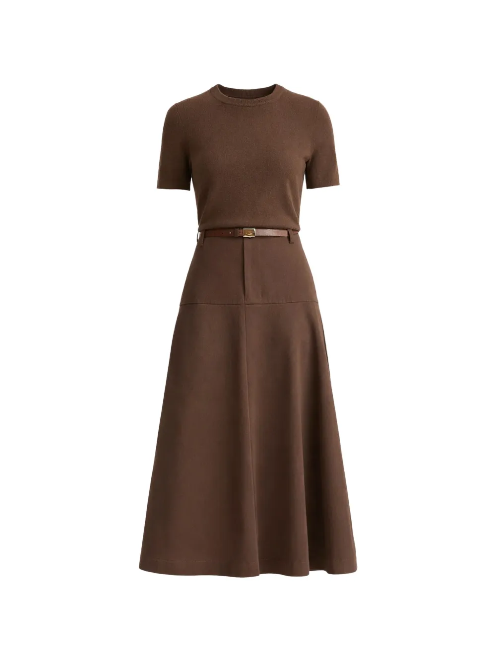 Vince belted A-line midi skirt - Marrone