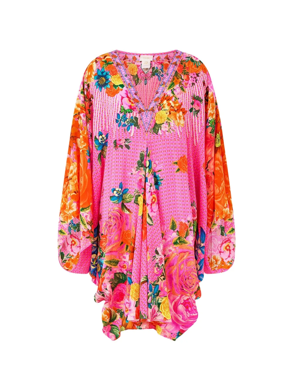 Camilla Illustration Nation V-neck mini kaftan - Rosa