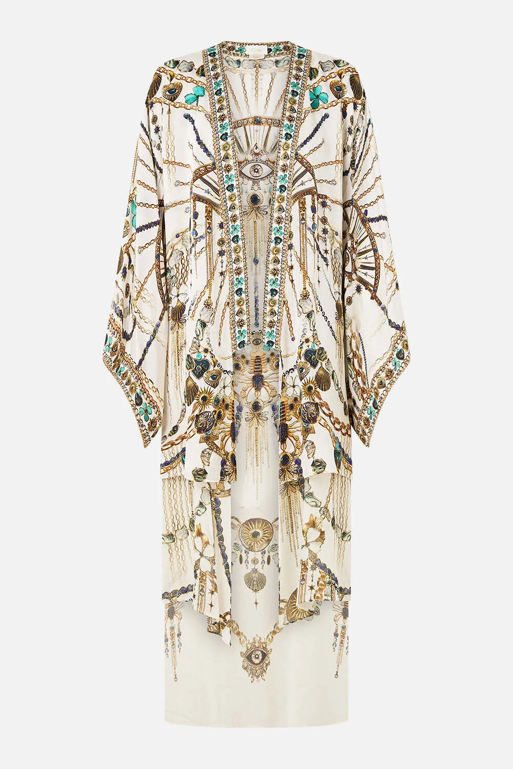 Camilla chain-print kimono - Toni neutri