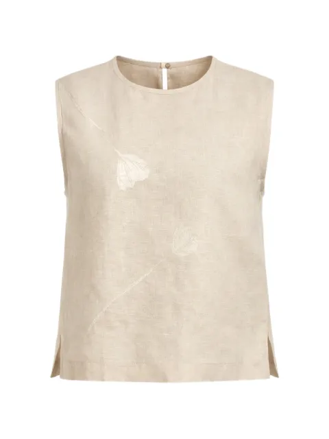 Glanshirt floral sleeveless top