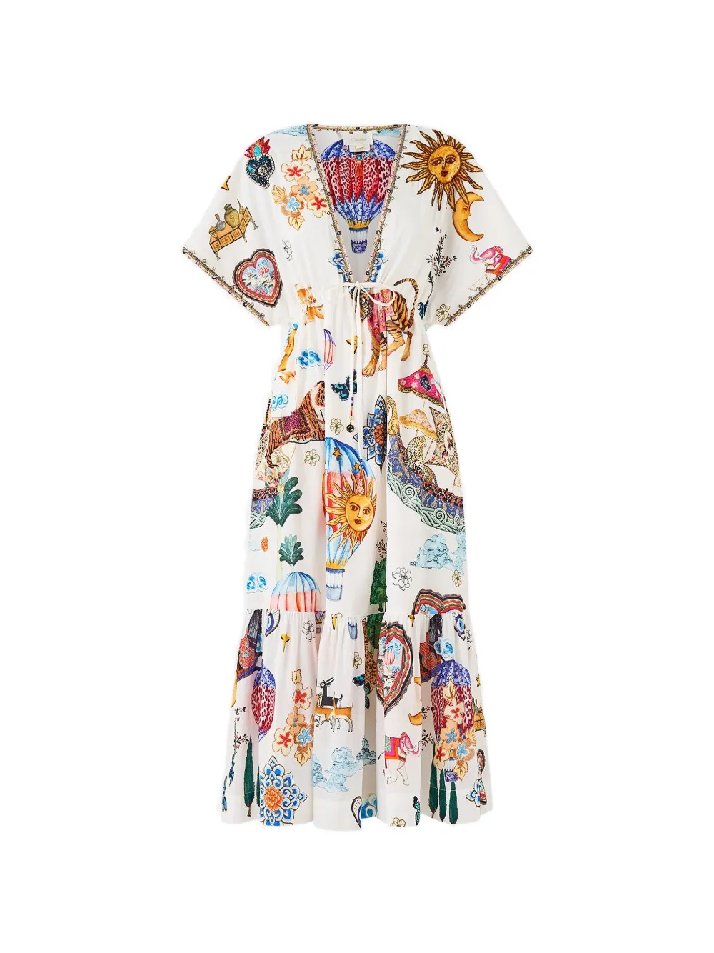 Camilla Kapadokya Kitsch V-neck midi dress - Bianco