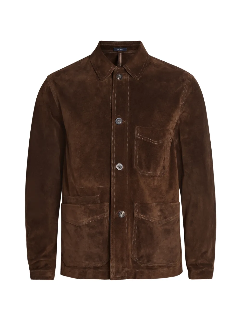 Drake's front-pocket leather jacket - Marrone