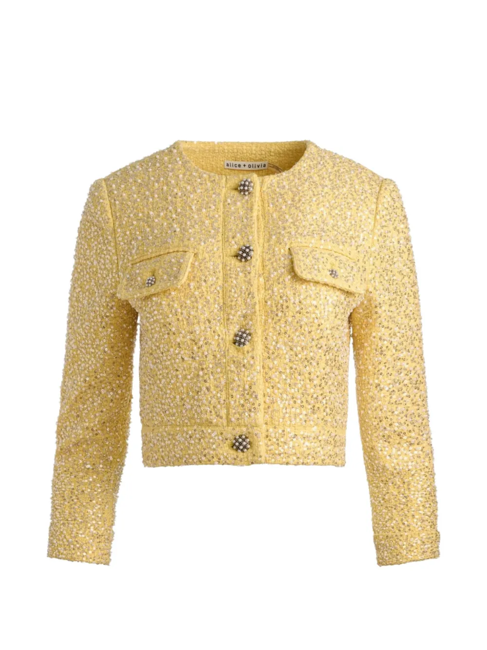  Alice + Olivia Lorie Cropped Jacket - Yellow 