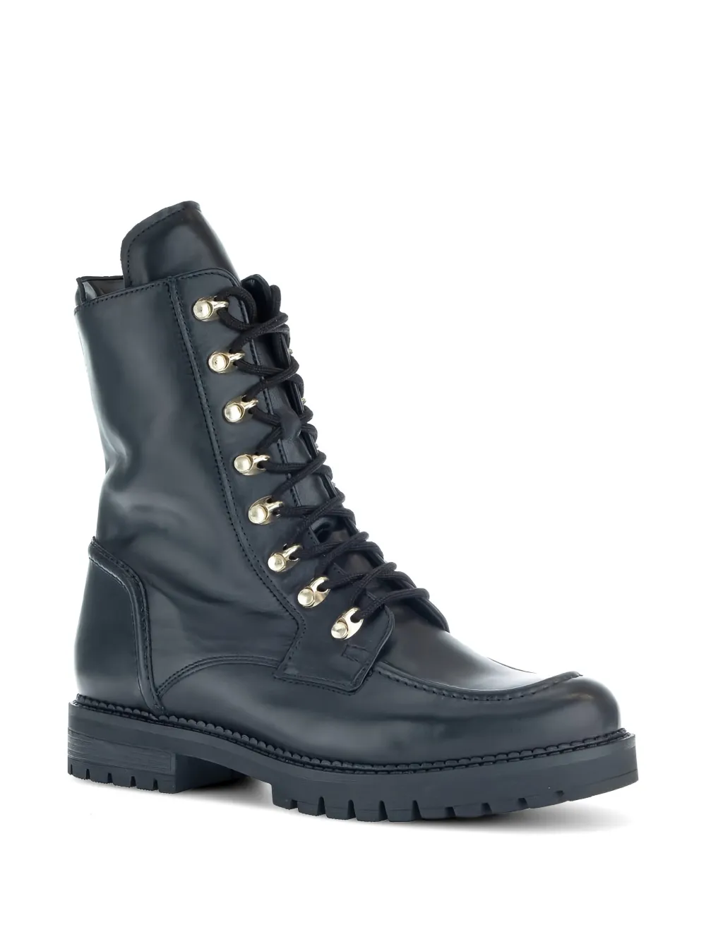  Gabor Leather Combat Boots - Black 