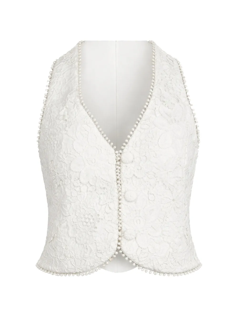 Waimari floral lace button vest - Bianco