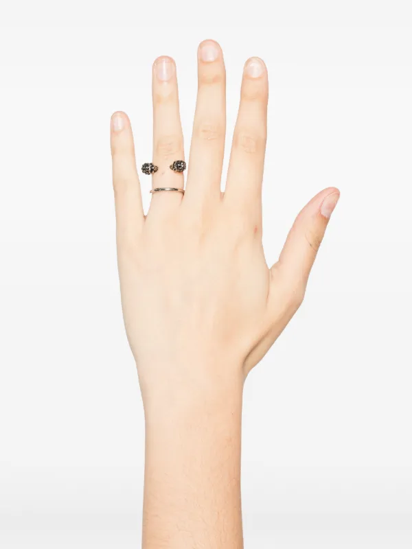 Alexander McQueen skull-embellished Double Ring | Silver | FARFETCH