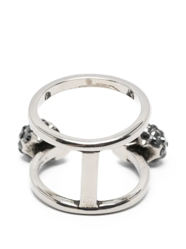 アクセサリー Alexander McQueen skull double ring Alexander McQueen skull-embellished Double Ring | Silver | FARFETCH