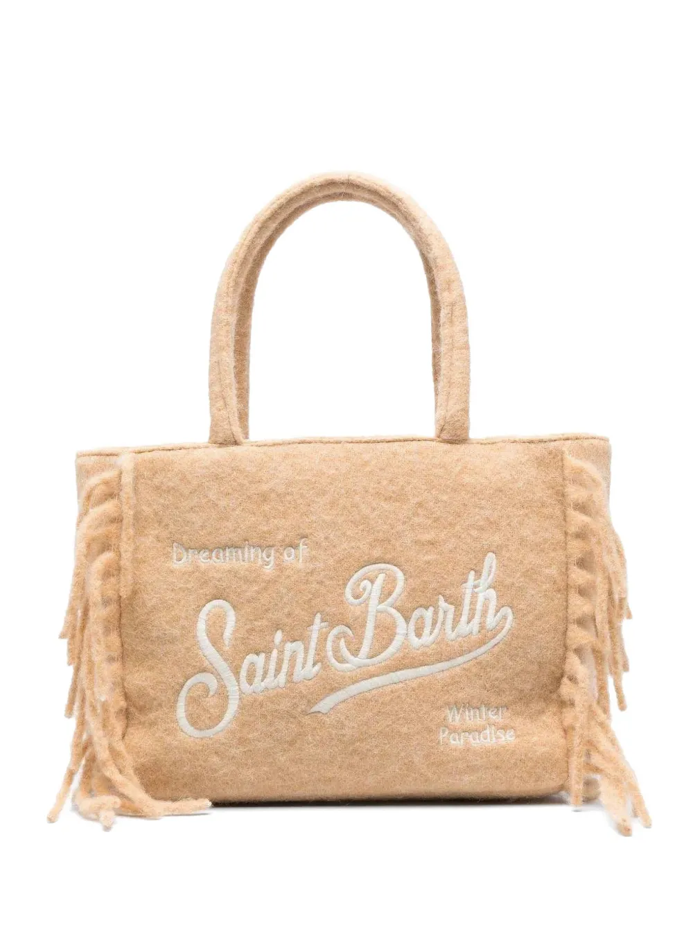 MC2 Saint Barth Shopper met borduurwerk en franje Beige