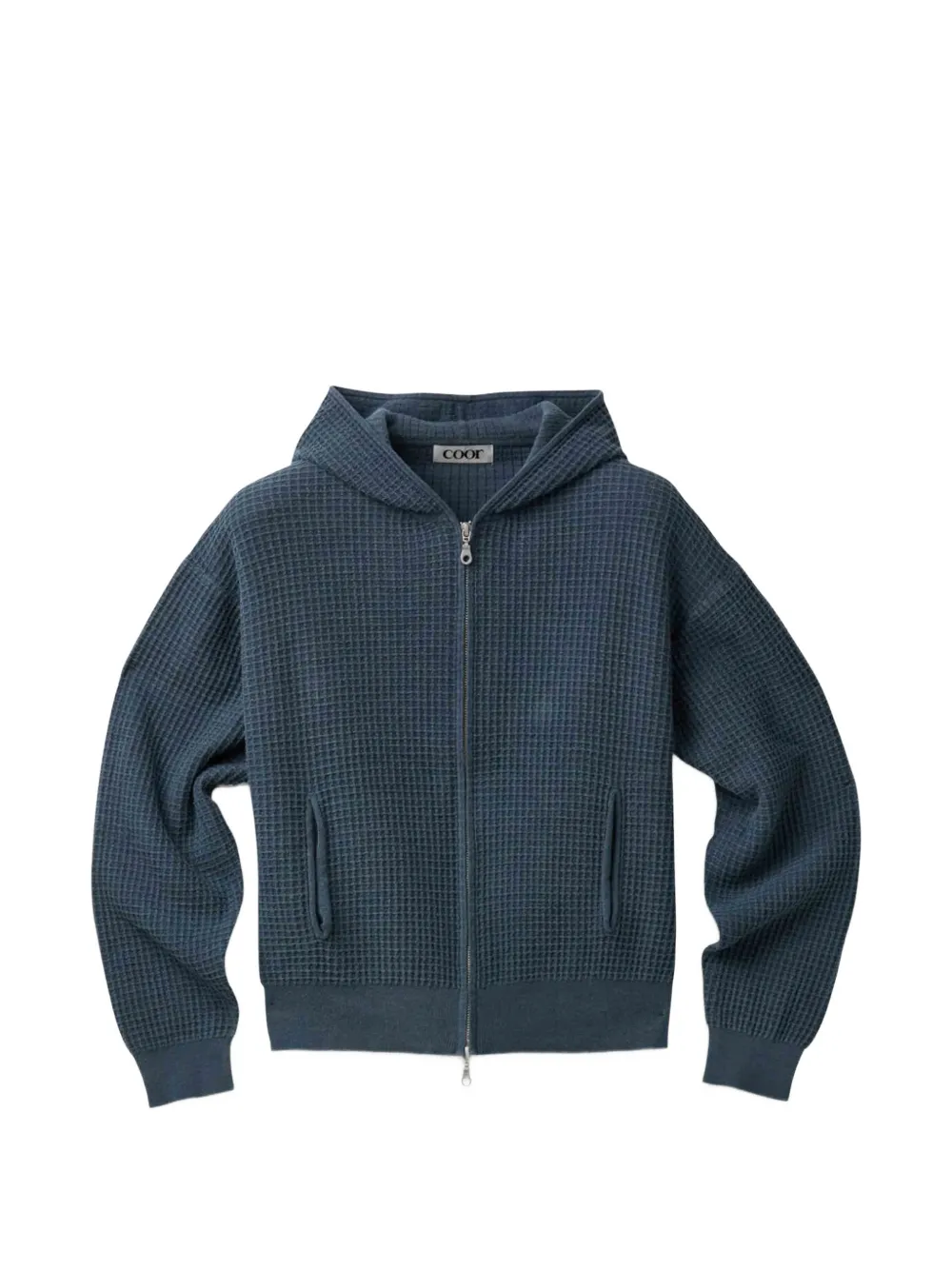 COOR waffle-knit zip-up hoodie - Blu