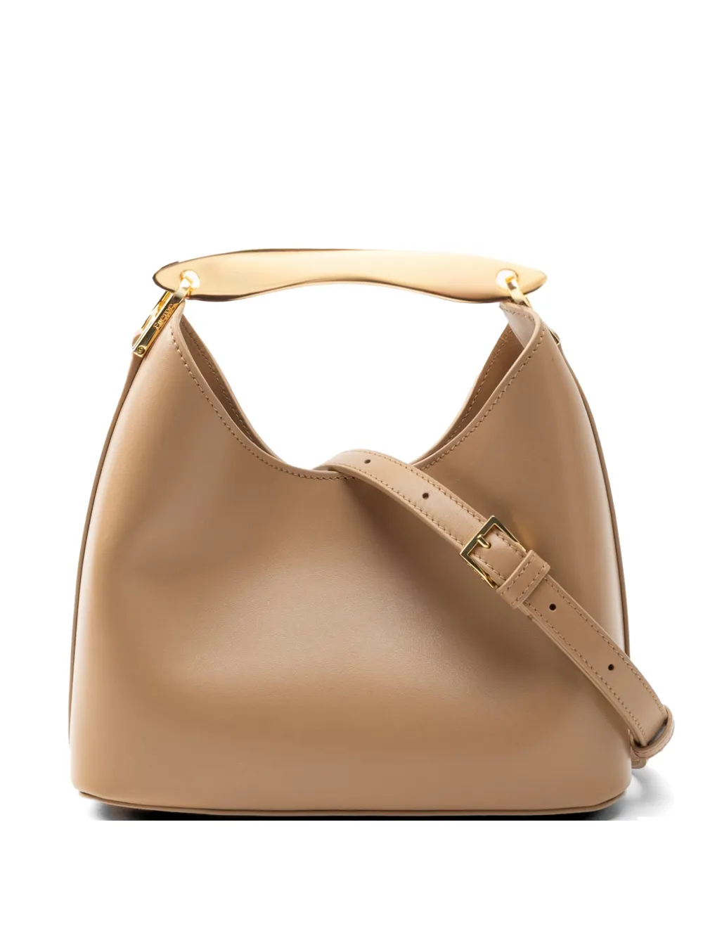 Elleme Small Boomerang Metal-handle Leather Bag In Brown