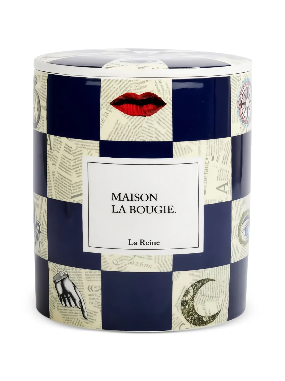 Maison La Bougie checkered motif candle - Blau