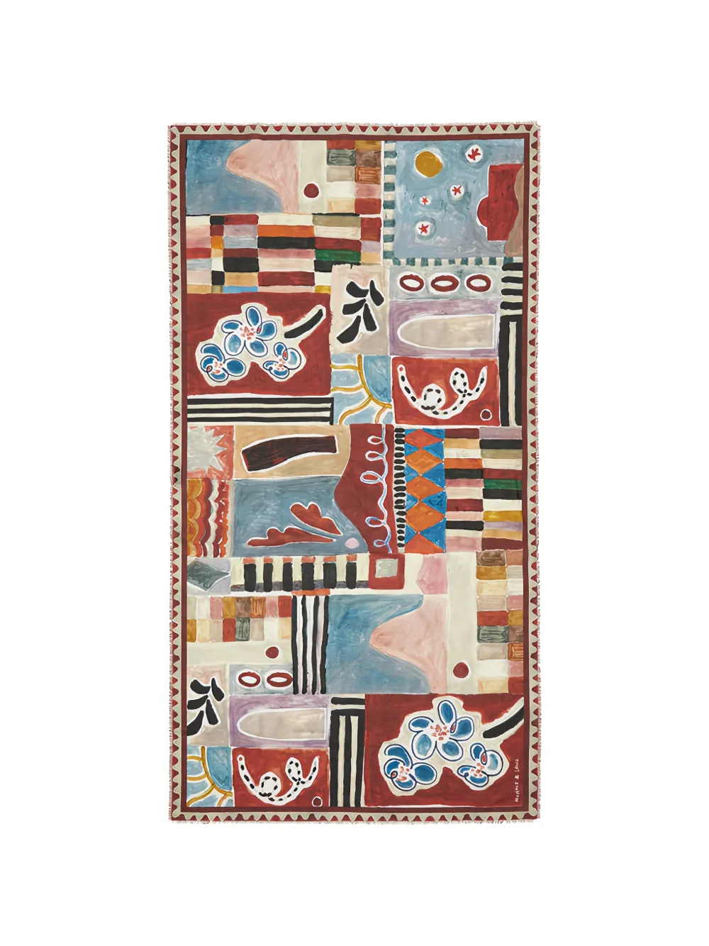 ALEMAIS graphic-print fringed scarf - Rosso