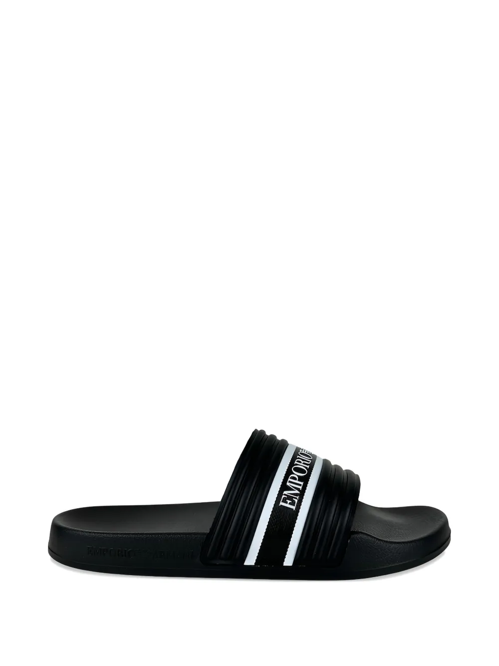 Emporio Armani logo stripe slides - Schwarz
