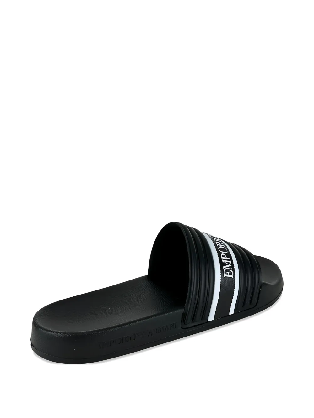 Emporio Armani logo stripe slides Zwart