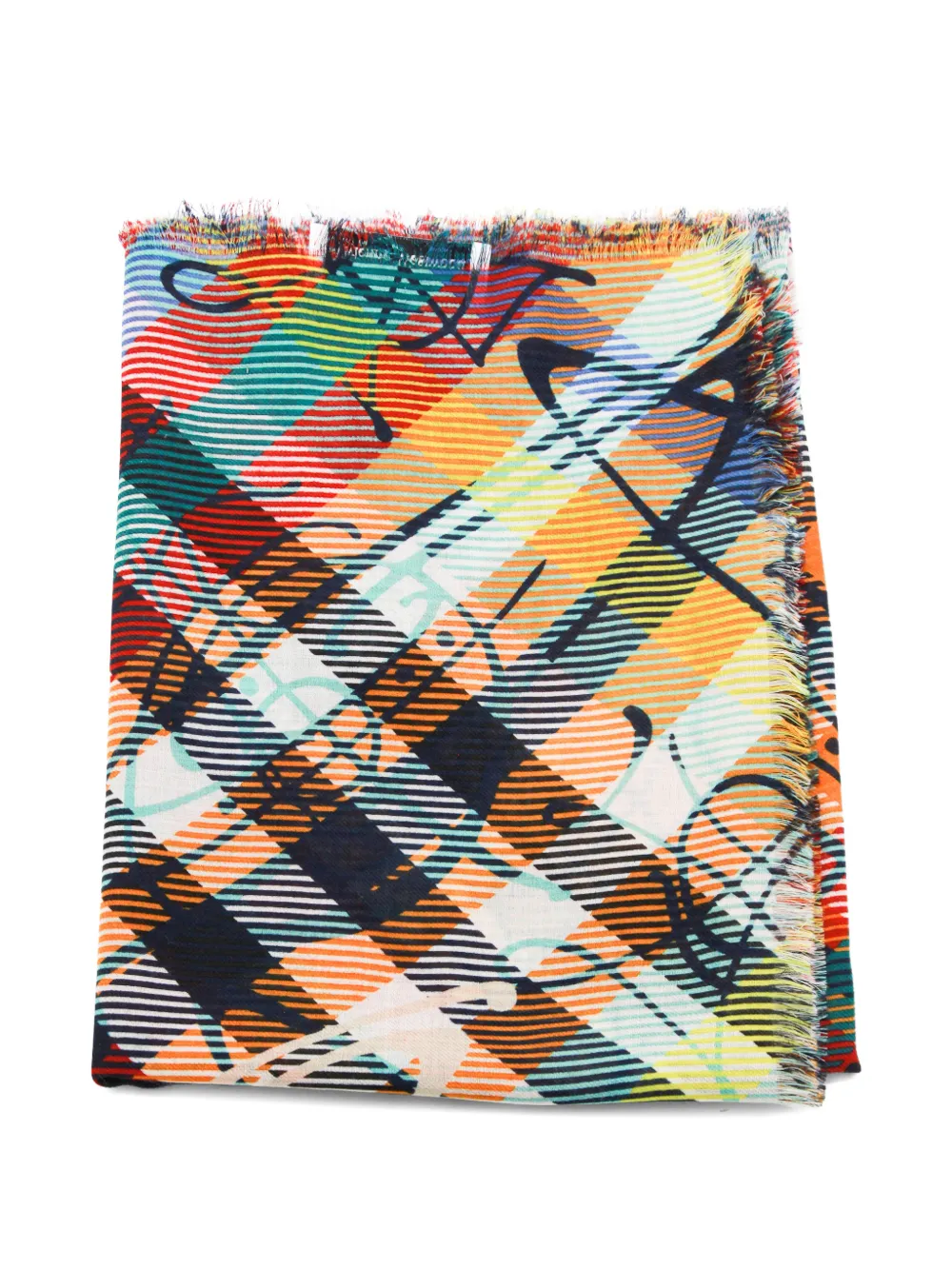 Vivienne Westwood plaid fringed scarf - Arancione