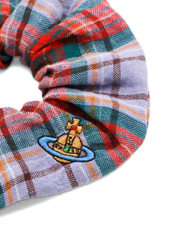 Vivienne Westwood Navy and Cream Plaid Scrunchie 34866564_66042521_600.jpg main image 4