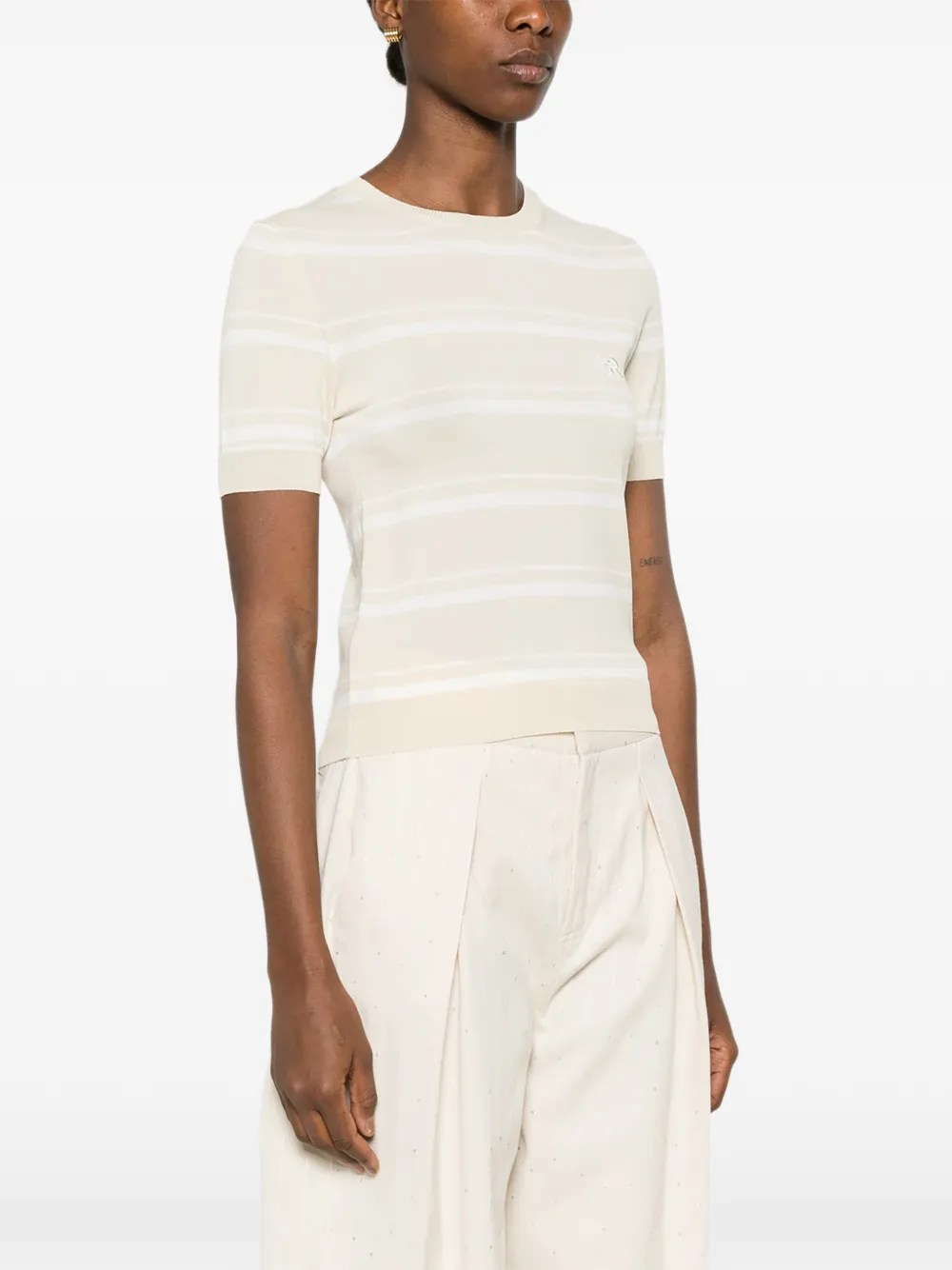 ERMANNO FIRENZE Gestreept T-shirt Beige