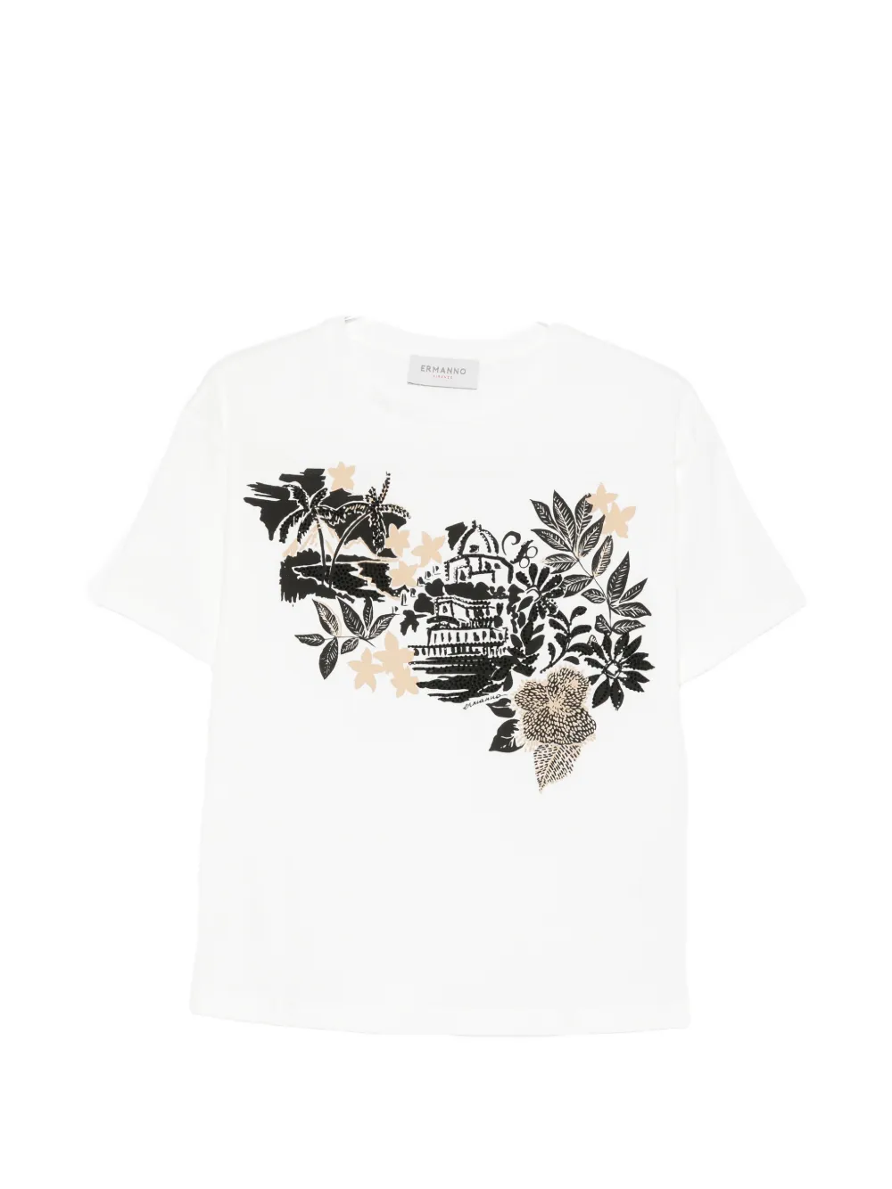 ERMANNO FIRENZE floral-print T-shirt - Bianco