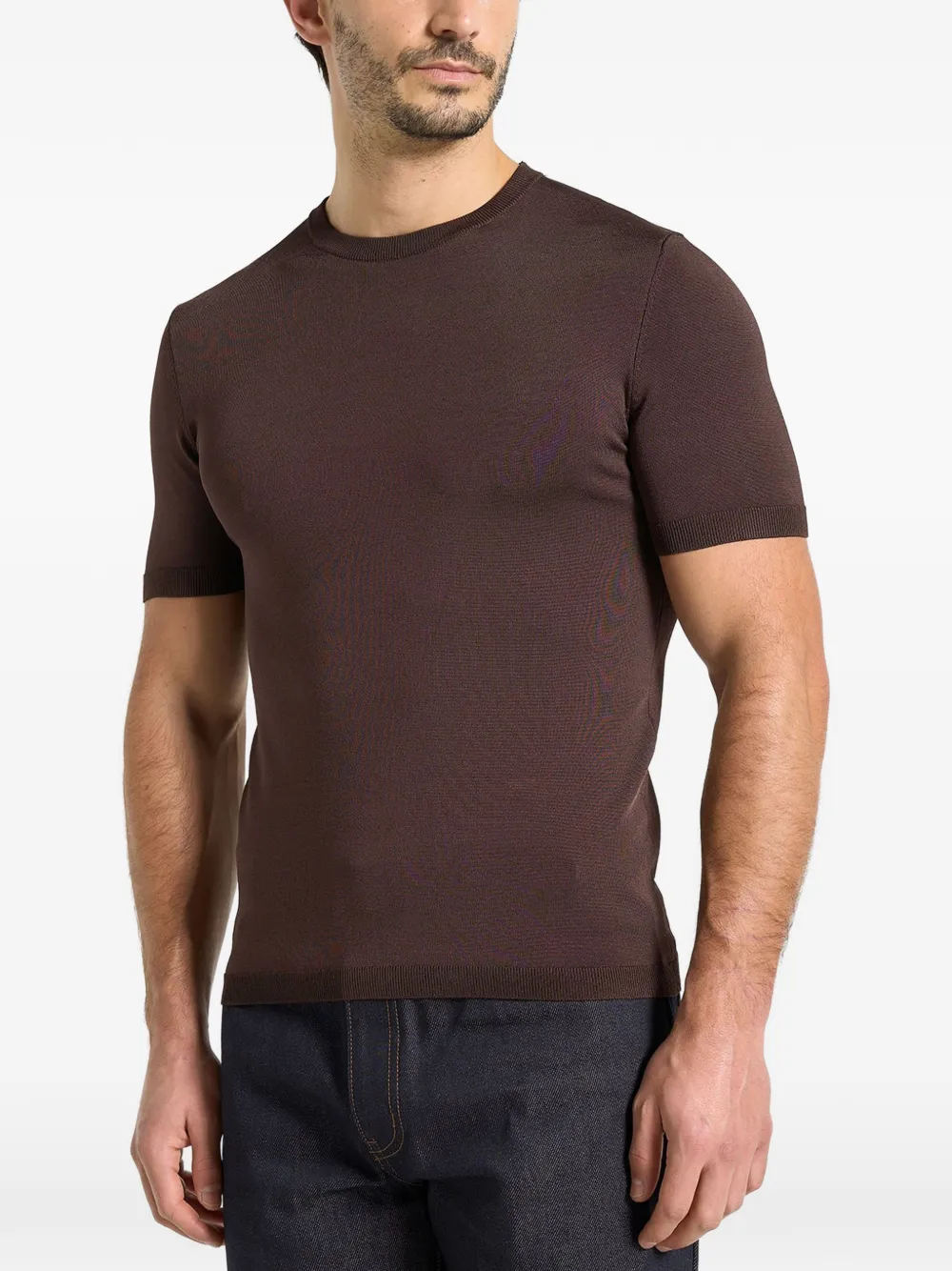 Manière De Voir TS010 luxe gebreid T-shirt Bruin
