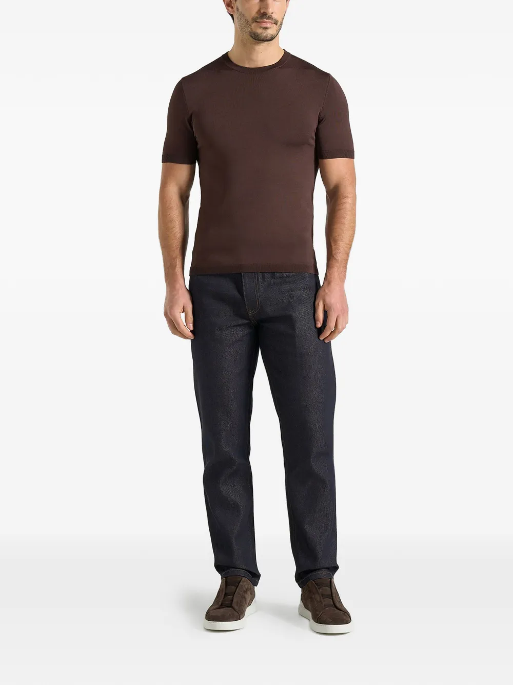 Manière De Voir TS010 luxe gebreid T-shirt Bruin