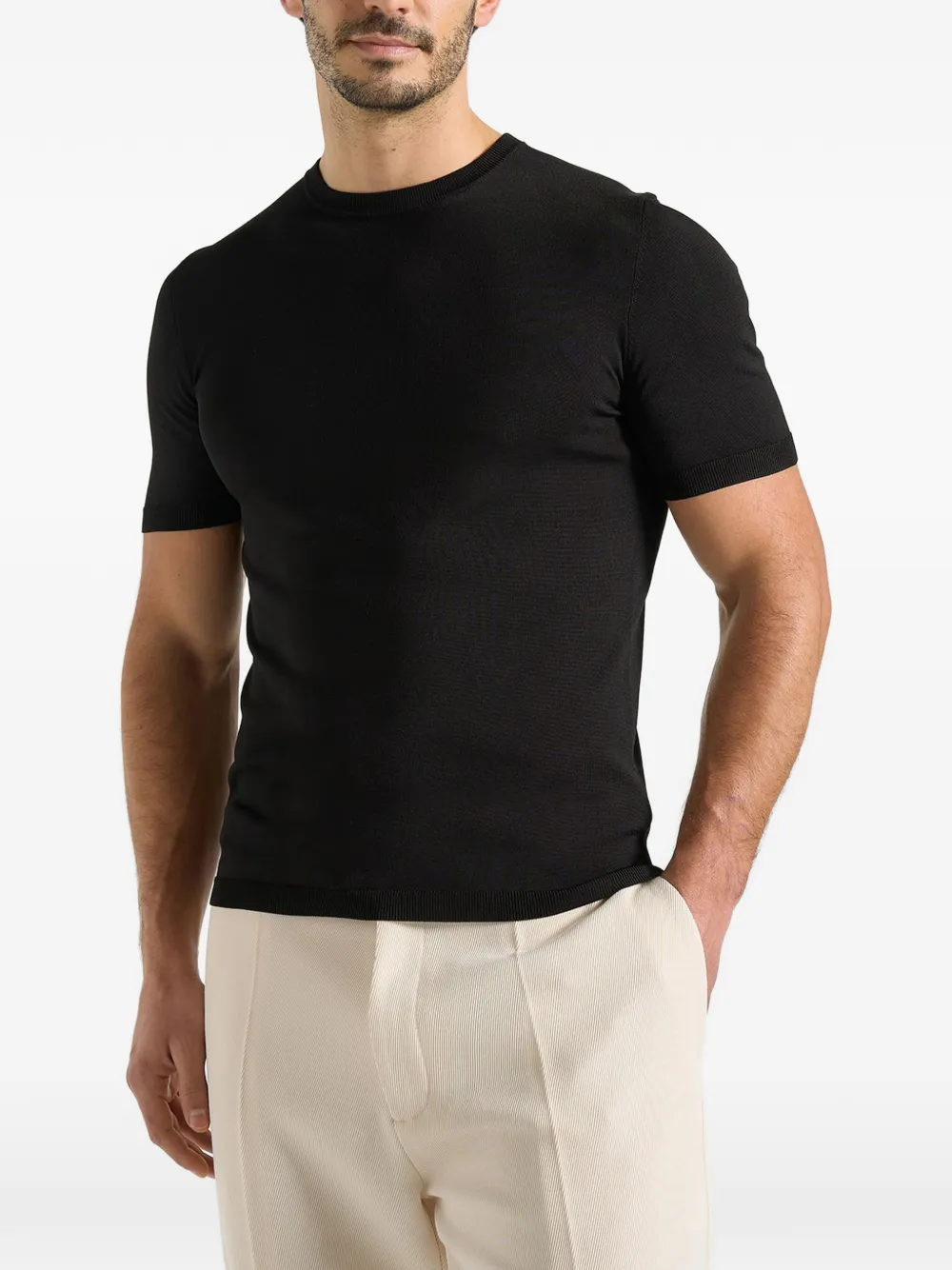Manière De Voir TS010 gebreid T-shirt Zwart
