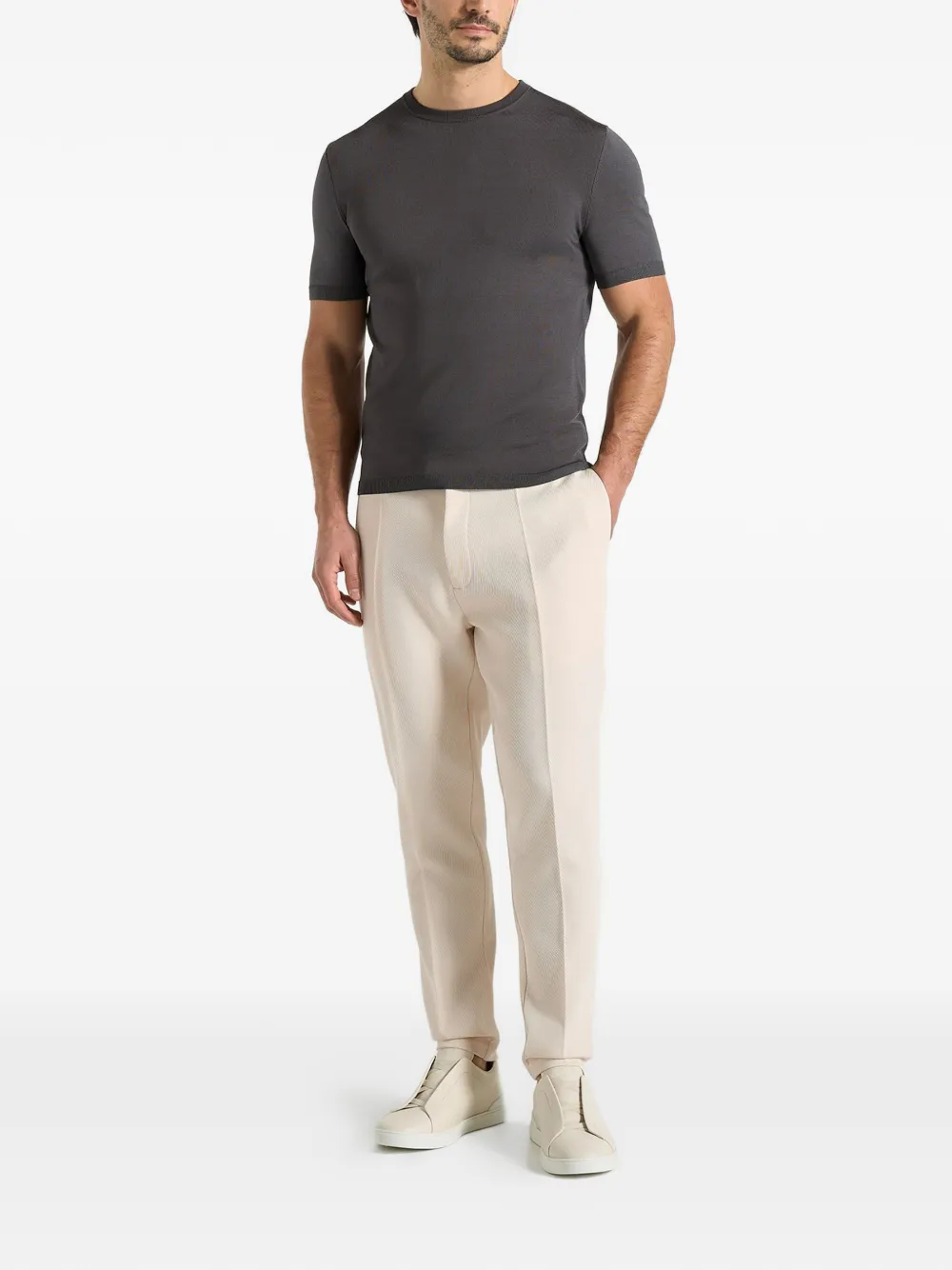 Manière De Voir TS010 luxe gebreid T-shirt Grijs