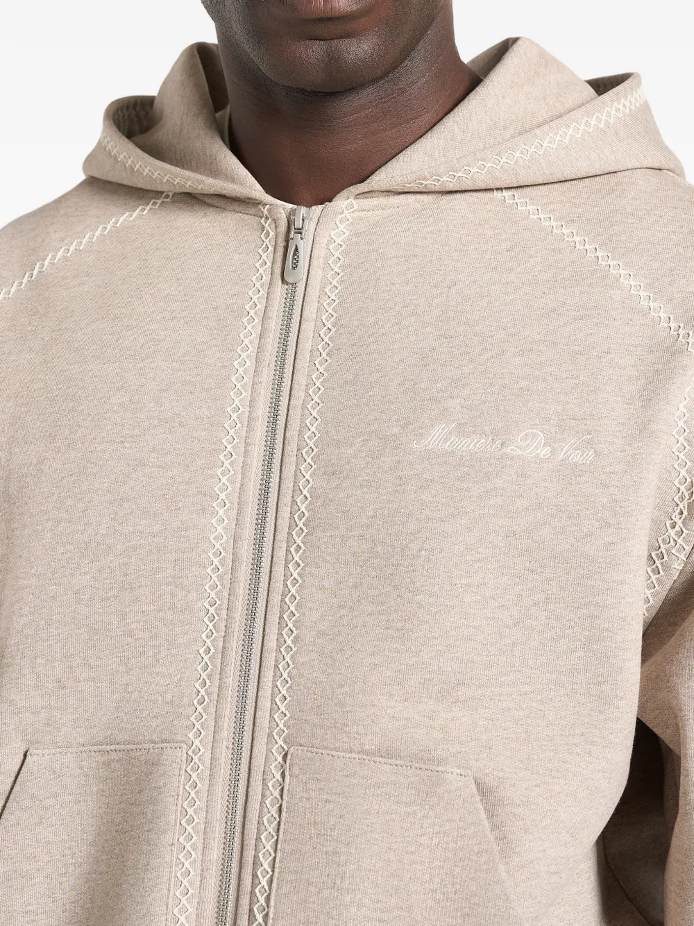 Manière De Voir Ollie hoodie met rits en raglan-effect Beige