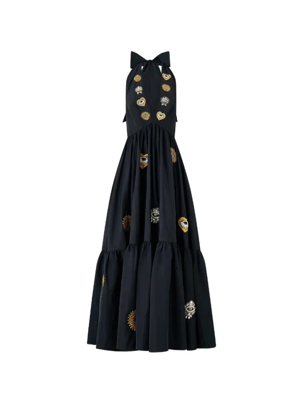 Camilla ruffle-hem Halterneck Maxi Dress | Black | FARFETCH KW